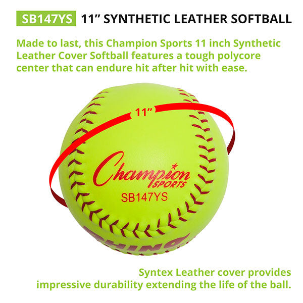 Champion Sports 11" SYNTHETIC LEATHER POLY CORE SOFTBALL
