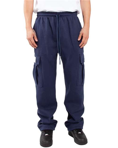 Shaka Wear Men's Fleece Cargo Pocket Sweatpants - Shaka Wear SHFCP Navy S