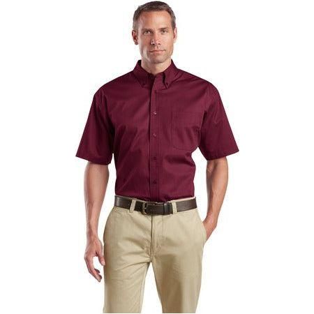 Short Sleeve SuperPro Twill Shirt Burgundy 4X - Large