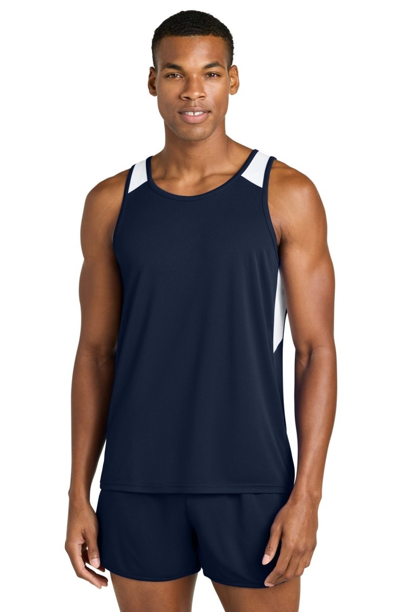 Sport - Tek ® Club Track Tank ST446 True Navy/ White XS Tank Tops