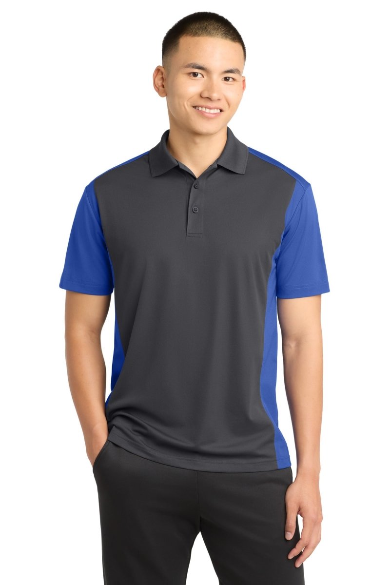 Sport - Tek ® Colorblock Micropique Sport - Wick ® Polo. ST652 - Sport - Tek ST652 Iron Grey/ True Royal XS Polos/Knits