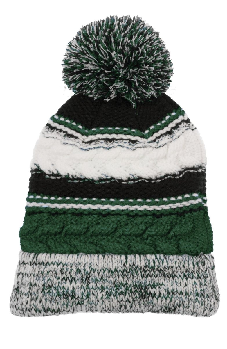 Sport - Tek ® Pom Pom Team Beanie. STC21 - Sport - Tek STC21 Forest Green/ Black/ White OSFA Beanies