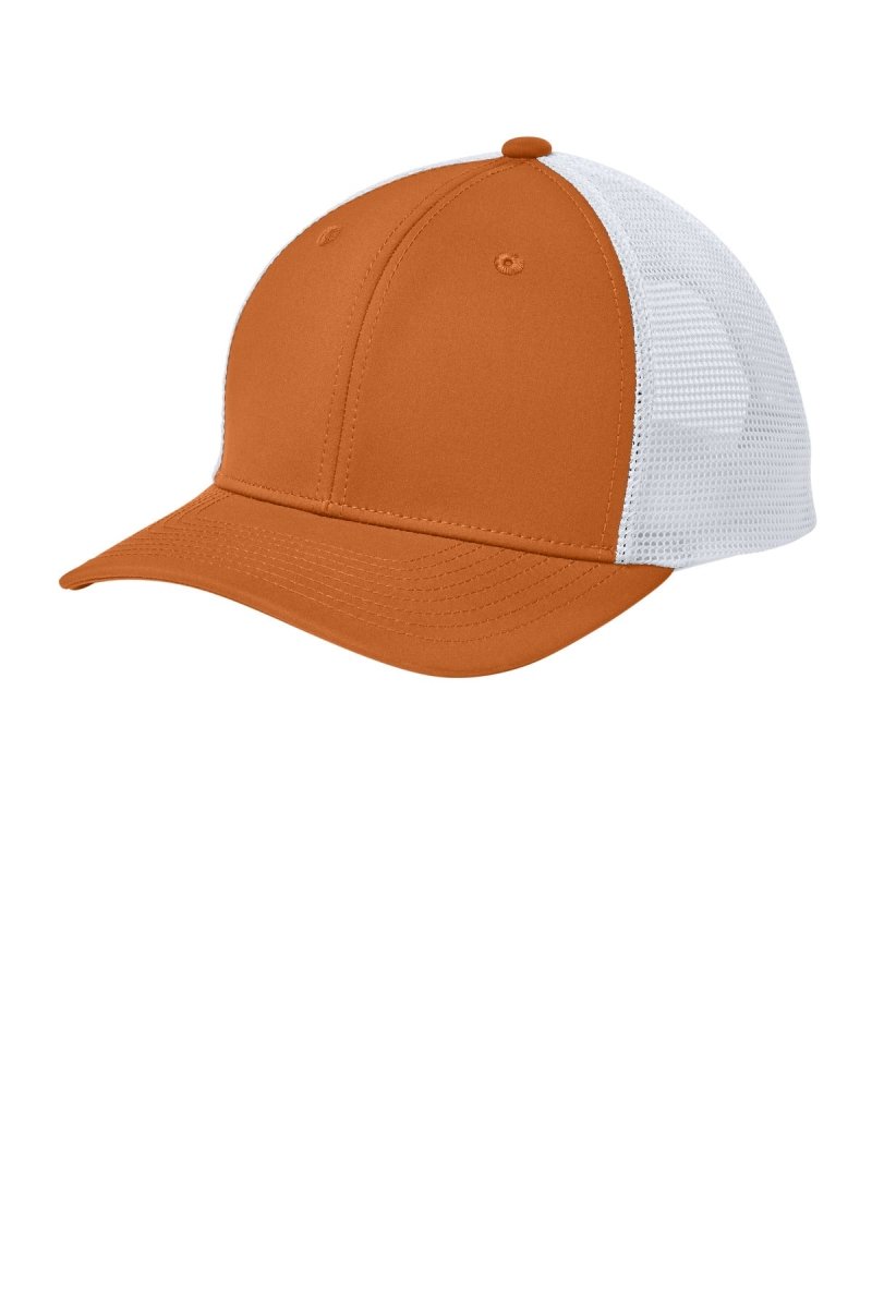 Sport - Tek STC46 Club Trucker Cap | Wholesale Moisture - Wicking Snapback Hats Texas Orange/ White OSFA Hats
