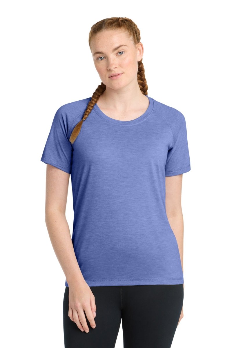 Sport - Tek ® Women's PosiCharge ® Tri - Blend Wicking Scoop Neck Raglan Tee. LST400 - Sport - Tek LST400 True Royal Heather XS Short Sleeve T-Shirts