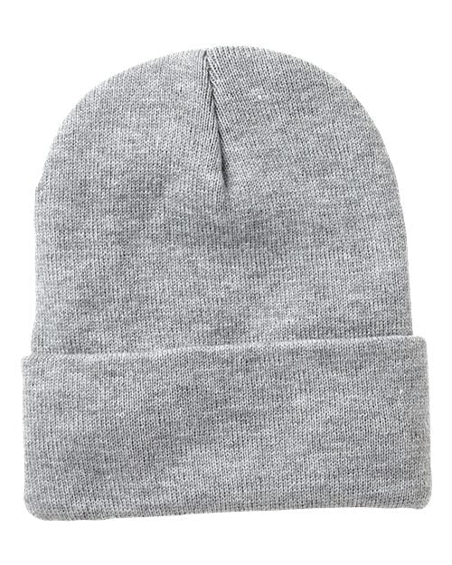 Sportsman 12" Jersey Lined Cuffed Beanie - Sportsman SP12JL Heather Grey One Size Beanies