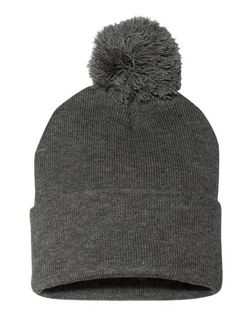 Sportsman 12" Pom - Pom Cuffed Beanie - Sportsman SP15 Dark Heather Grey One Size Beanies