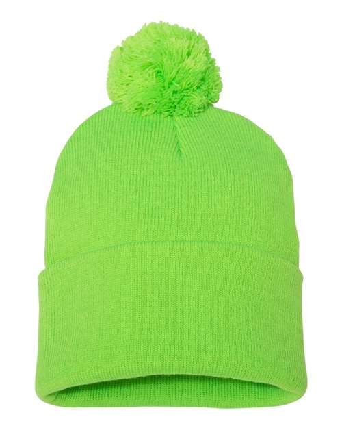 Sportsman 12" Pom - Pom Cuffed Beanie - Sportsman SP15 Neon Green One Size Beanies