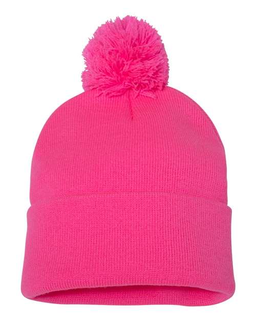 Sportsman 12" Pom - Pom Cuffed Beanie - Sportsman SP15 Neon Pink One Size Beanies
