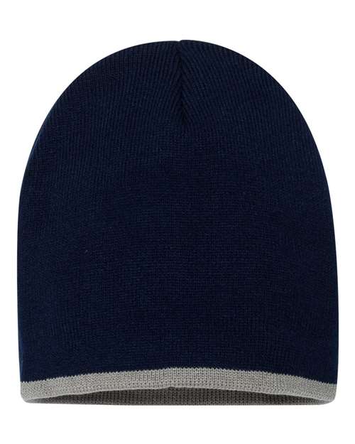 Sportsman 8" Bottom - Striped Beanie - Sportsman SP09 Navy/ Grey One Size Beanies