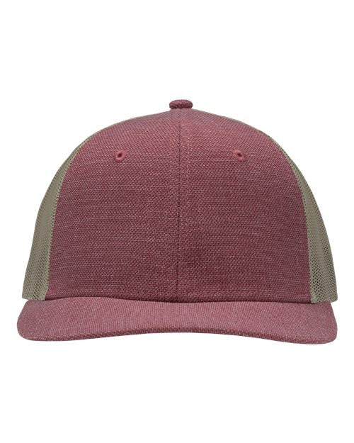 Sportsman Modern Six - Panel Trucker Fit Cap - Sportsman SP1650 X Hatch Red/ Khaki Adjustable Hats