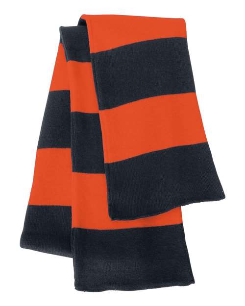 Sportsman Rugby - Striped Knit Scarf - Sportsman SP02 Navy/ Orange One Size Accessories