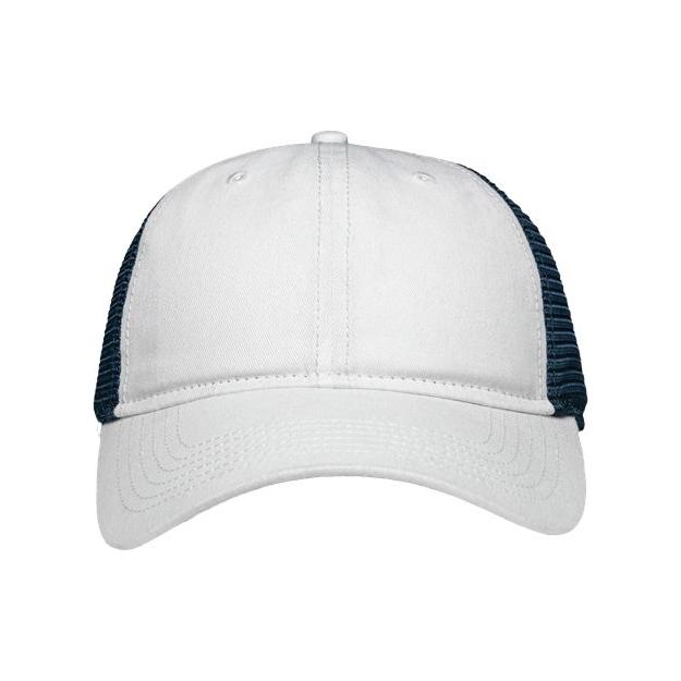 Sportsman Traditional Lo - Pro Mesh Back Trucker Fit Cap - Sportsman SP1450 Chino White/ Navy Adjustable Hats
