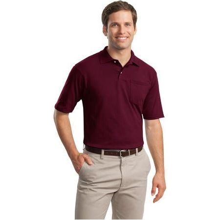 SpotShield™ 5.6 - Ounce Jersey Knit Sport Shirt with Pocket Maroon X - Large