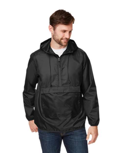 Team 365 Unisex Zone Protect Packable Anorak Jacket - Team 365 TT77 Black XS