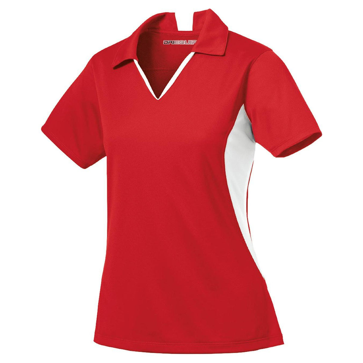 Ladies Side Blocked Micropique Sport-Wick Polo - True Red/White Polos/Knits DRI-EQUIP True Red/White X-Small
