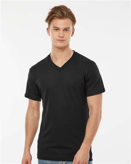 Tultex Men's Poly - Rich V - Neck T-Shirt - Tultex 207 Black XS Short Sleeve T-Shirts