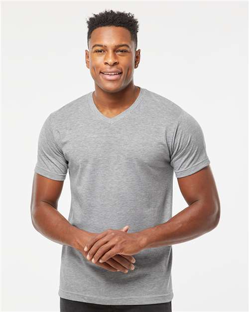 Tultex Men's Poly - Rich V - Neck T-Shirt - Tultex 207 Heather Grey XS Short Sleeve T-Shirts