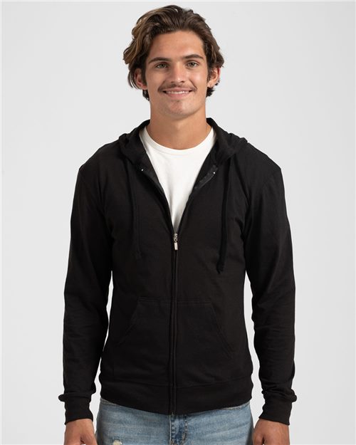 Tultex Unisex Beach Full - Zip Hooded Long Sleeve T-Shirt - Tultex 260 Black XS Long Sleeve T-Shirts