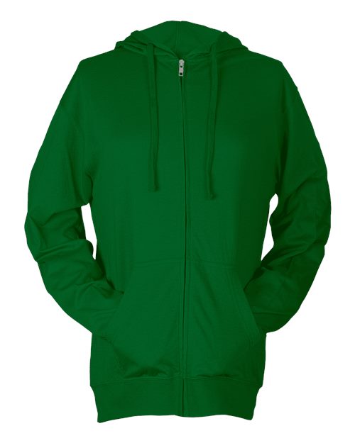 Tultex Unisex Beach Full - Zip Hooded Long Sleeve T-Shirt - Tultex 260 Kelly Green XS Long Sleeve T-Shirts