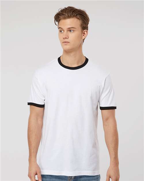 Tultex Unisex Fine Jersey Ringer T-Shirt - Tultex 246 White/ Black XS Short Sleeve T-Shirts