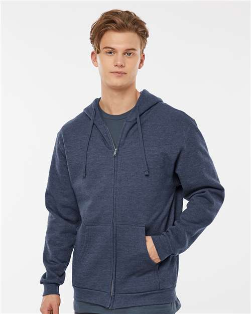 Tultex Unisex Full - Zip Hooded Sweatshirt - Tultex 331 Heather Denim XS Zip Hoodies