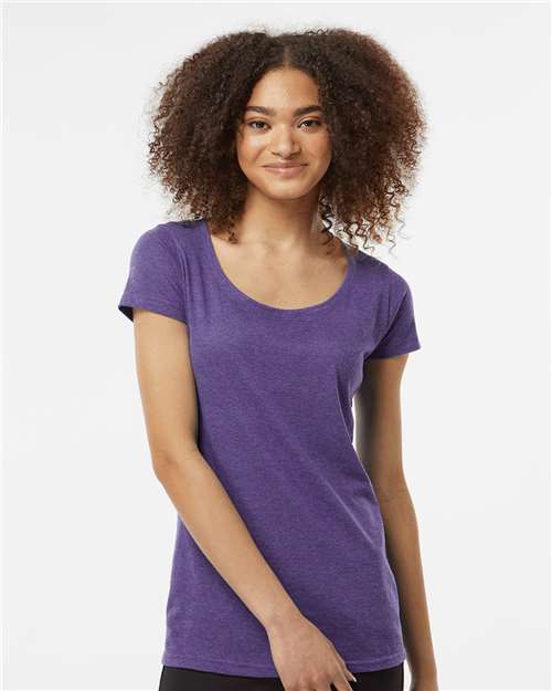 Tultex Women's Poly - Rich Scoop Neck T-Shirt - Tultex 243 Heather Purple XS Short Sleeve T-Shirts