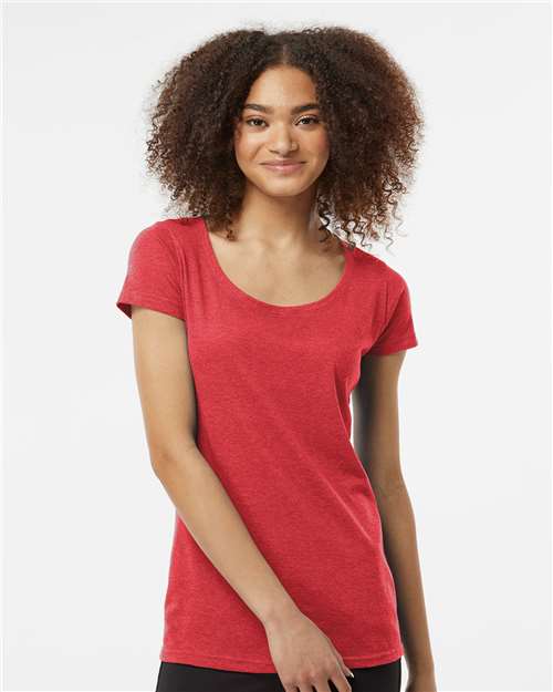 Tultex Women's Poly - Rich Scoop Neck T-Shirt - Tultex 243 Heather Red XS Short Sleeve T-Shirts