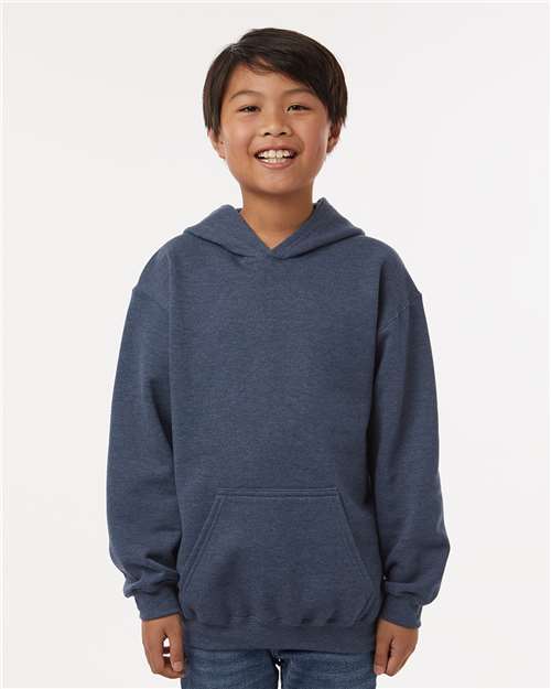 Tultex Youth Hooded Sweatshirt - Tultex 320Y Heather Denim XS Sweatshirts