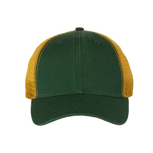 Valucap Bio - Washed Trucker Cap - Valucap AH80 Dark Green/ Gold Adjustable Hats