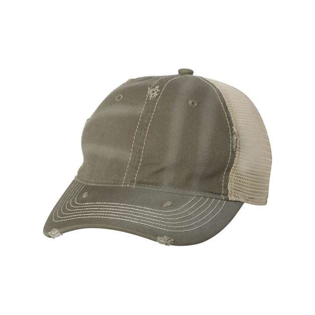Valucap Bounty Dirty - Washed Mesh - Back Cap - Valucap 3150 Olive/ Khaki Adjustable Trucker Caps