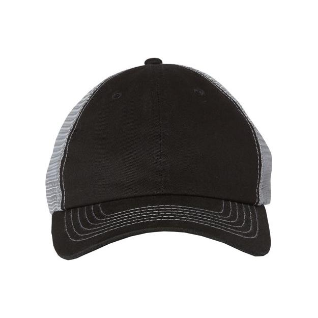 Valucap Contrast - Stitch Mesh - Back Cap - Valucap 3100 Black/ Camo/ Stone Adjustable Hats