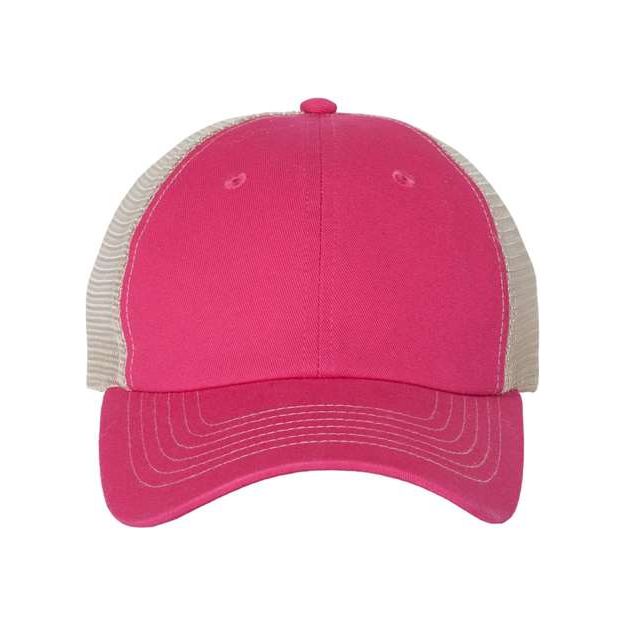 Valucap Contrast - Stitch Mesh - Back Cap - Valucap 3100 Pink/ Stone Adjustable Hats