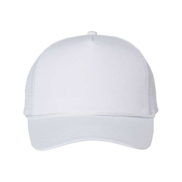 Valucap Five - Panel Trucker Cap - Valucap 8804H White Adjustable Hats