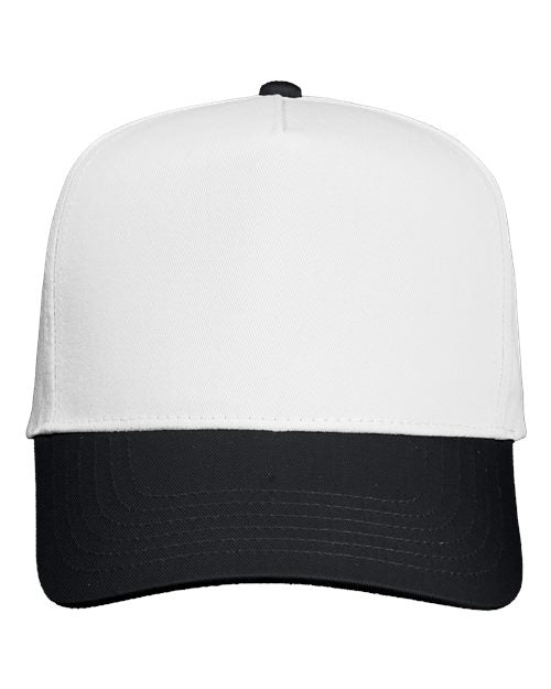 Valucap Five - Panel Twill Cap - Valucap 8869 White/ Black Adjustable Hats