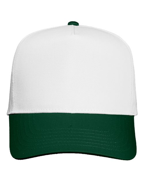 Valucap Five - Panel Twill Cap - Valucap 8869 White/ Forest Adjustable Hats