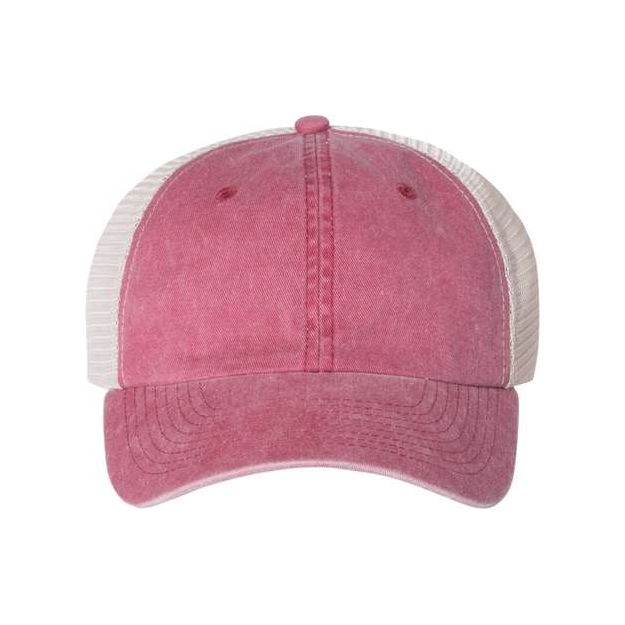 Valucap Pigment - Dyed Trucker Cap - Valucap SP510 Cardinal/ Stone Adjustable Hats