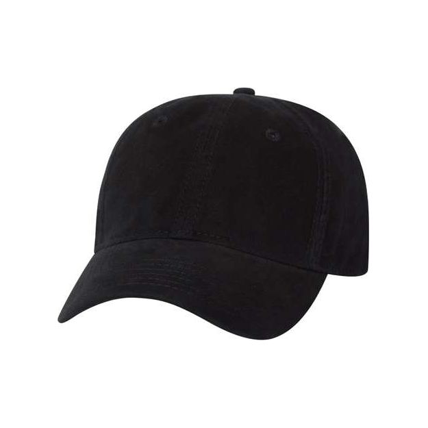 Valucap Unstructured Cap - Valucap AH35 Black Adjustable Hats