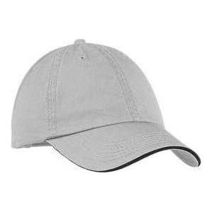 Washed Twill Sandwich Bill Cap Black/White Hats
