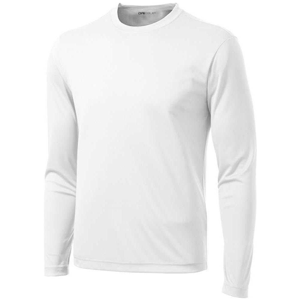 DRIEQUIP Men's Moisture Wicking Long Sleeve Tee Shirts TALL Sizes-White Activewear DRI-EQUIP White Large Tall