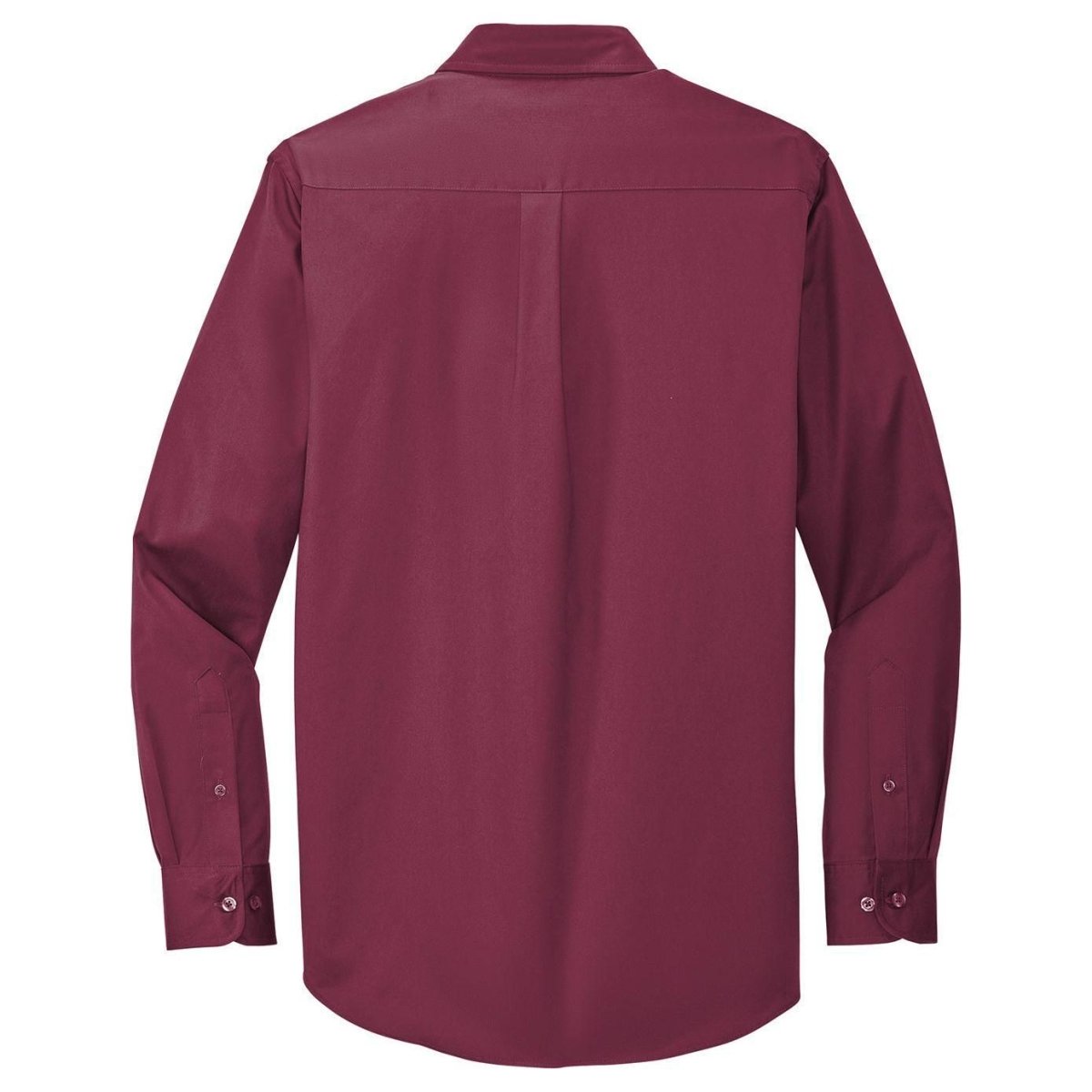 Wholesale Men’s Long - Sleeve Easy - Care Button - Up Shirt | Wrinkle - Resistant Uniform for Restaurants, Offices & Schools Burgundy / Light Stone Small Woven Shirts