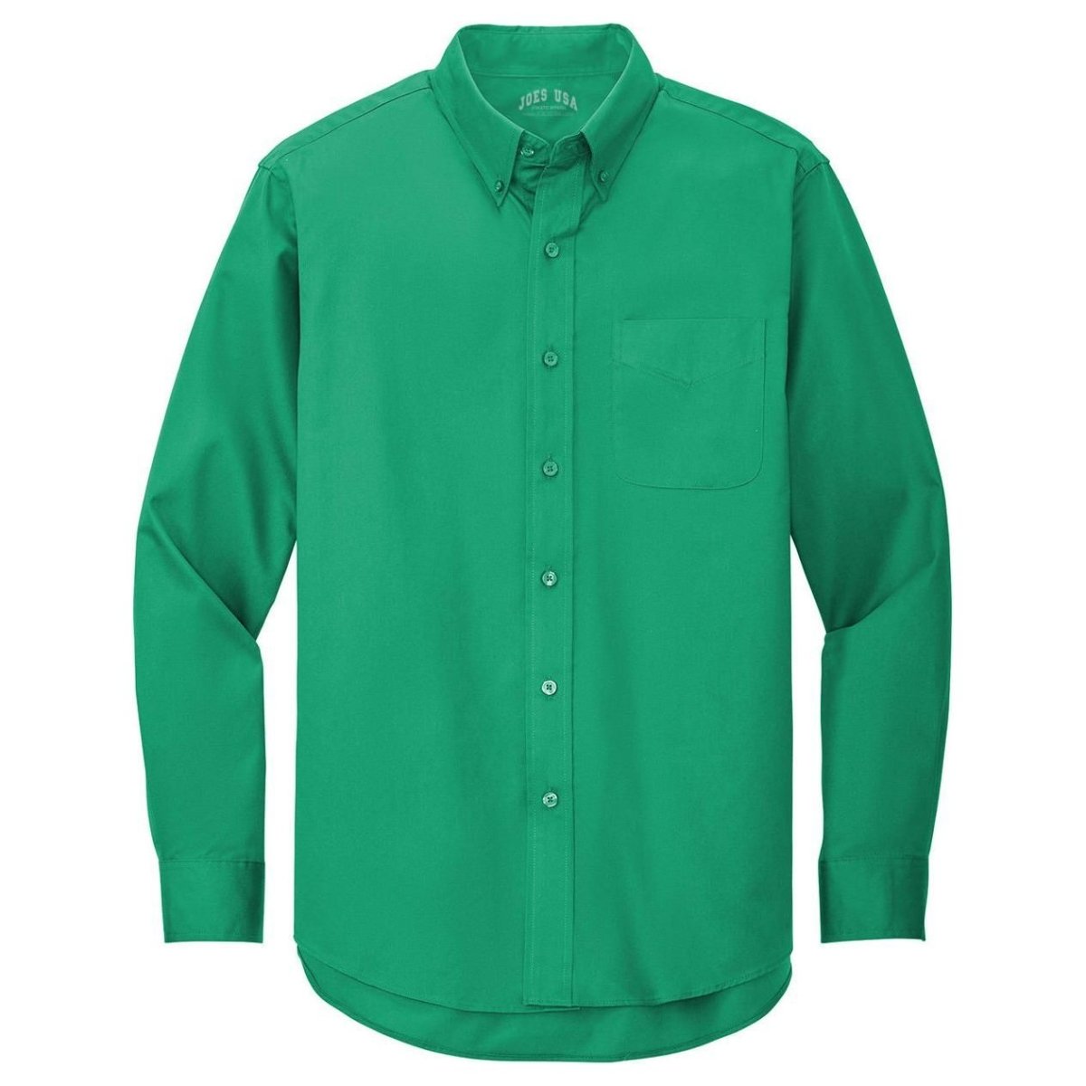 Wholesale Men’s Long - Sleeve Easy - Care Button - Up Shirt | Wrinkle - Resistant Uniform for Restaurants, Offices & Schools Clover Green Small Woven Shirts