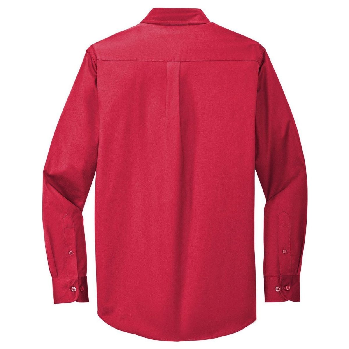 Wholesale Men’s Long - Sleeve Easy - Care Button - Up Shirt | Wrinkle - Resistant Uniform for Restaurants, Offices & Schools Red / Light Stone Small Woven Shirts