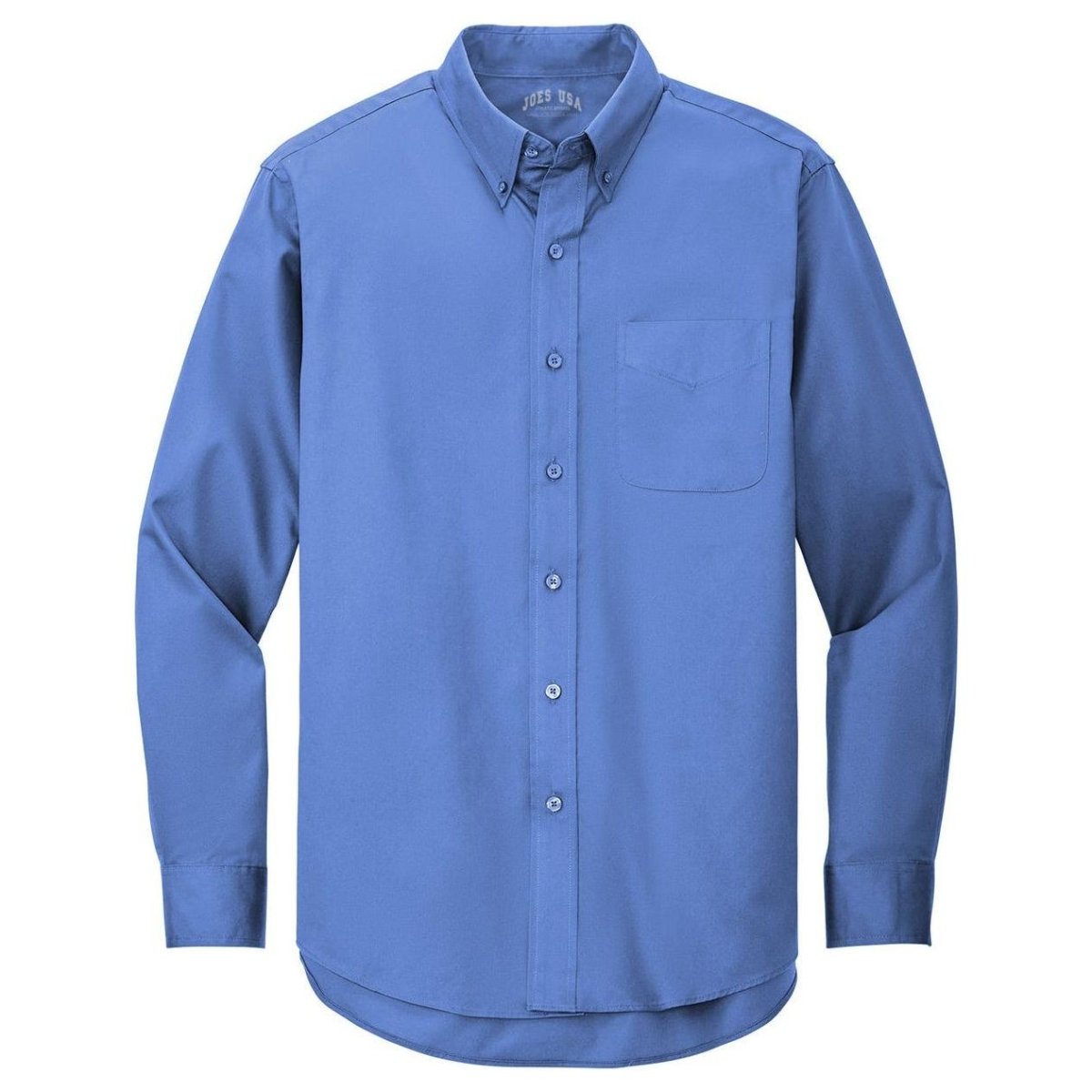 Wholesale Men’s Long - Sleeve Easy - Care Button - Up Shirt | Wrinkle - Resistant Uniform for Restaurants, Offices & Schools Ultramarine Blue Small Woven Shirts