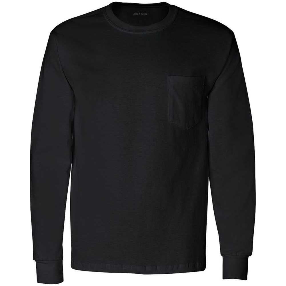 Wholesale Men’s Long Sleeve Pocket T-Shirt Small Black Short Sleeve T-Shirts