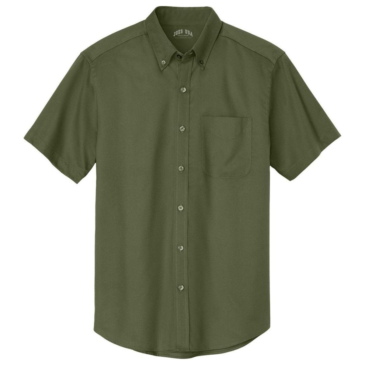Wholesale Men’s Short - Sleeve Easy - Care Button - Up Shirt | Professional Uniform Shirt for Offices, Restaurants & Schools Clover Green Small Woven Shirts