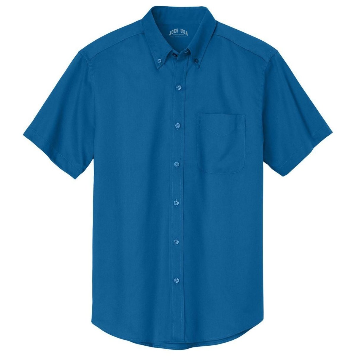 Wholesale Men’s Short - Sleeve Easy - Care Button - Up Shirt | Professional Uniform Shirt for Offices, Restaurants & Schools Strong Blue Small Woven Shirts