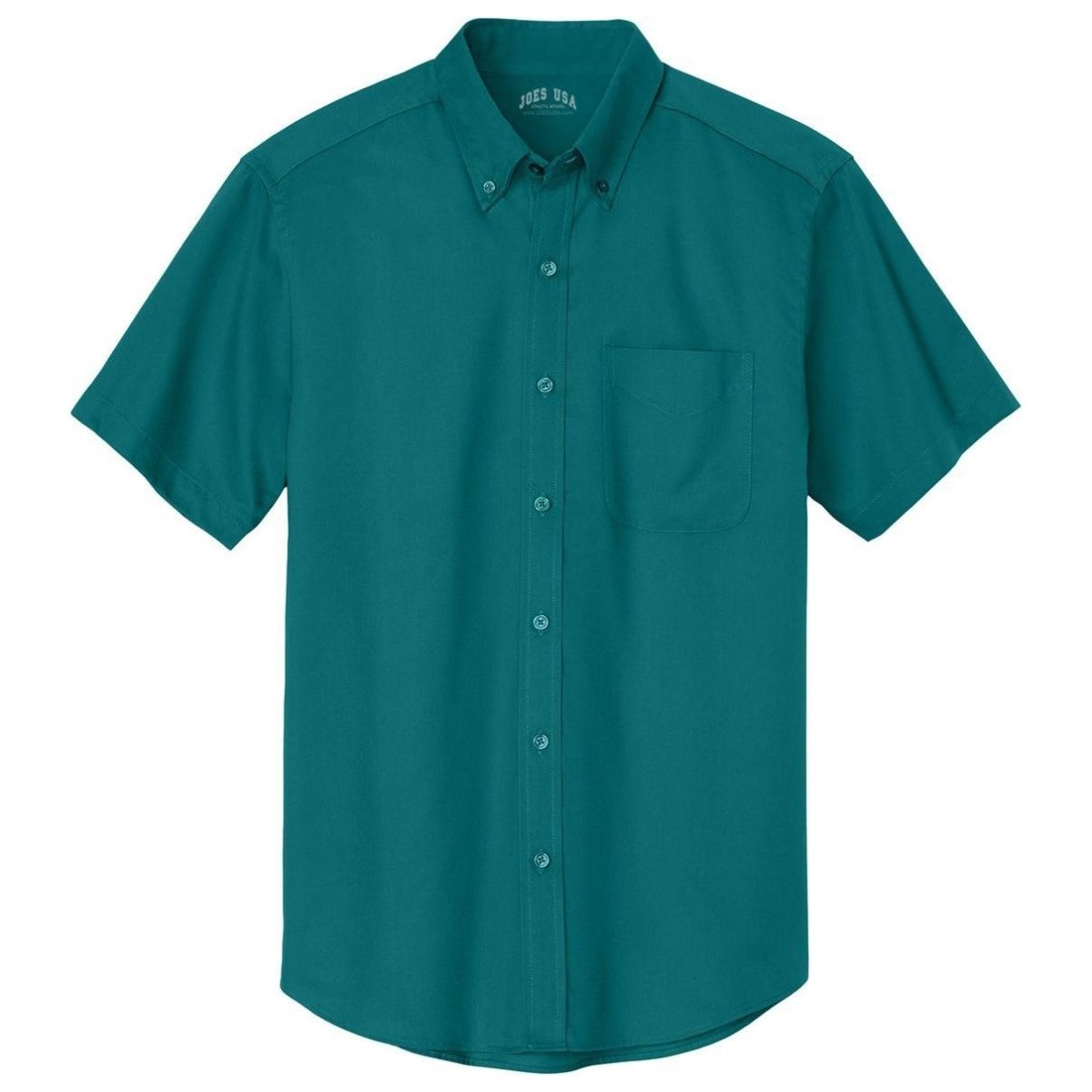 Wholesale Men’s Short - Sleeve Easy - Care Button - Up Shirt | Professional Uniform Shirt for Offices, Restaurants & Schools Teal Green Small Woven Shirts