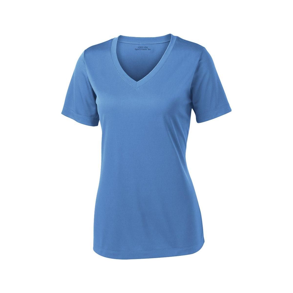 Women's Athletic All Sport V - Neck Tee Shirt in 15 Colors - Sizes XS - 4XL Carolina Blue Small Short Sleeve T-Shirts