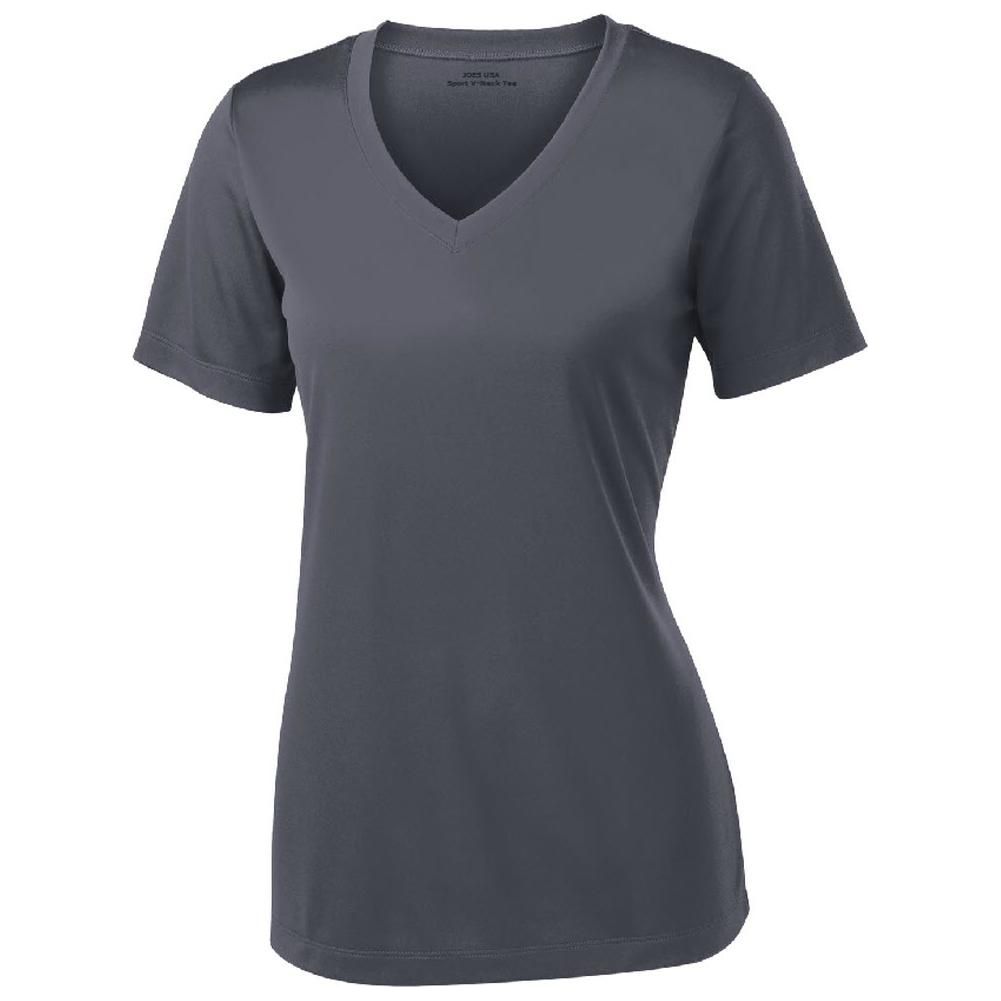Women's Athletic All Sport V - Neck Tee Shirt in 15 Colors - Sizes XS - 4XL Iron Grey 3X - Large Short Sleeve T-Shirts