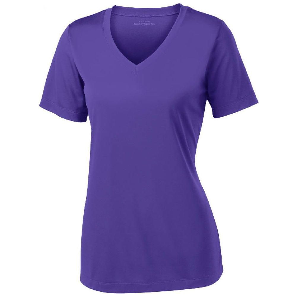 Women's Athletic All Sport V - Neck Tee Shirt in 15 Colors - Sizes XS - 4XL Purple Large Short Sleeve T-Shirts
